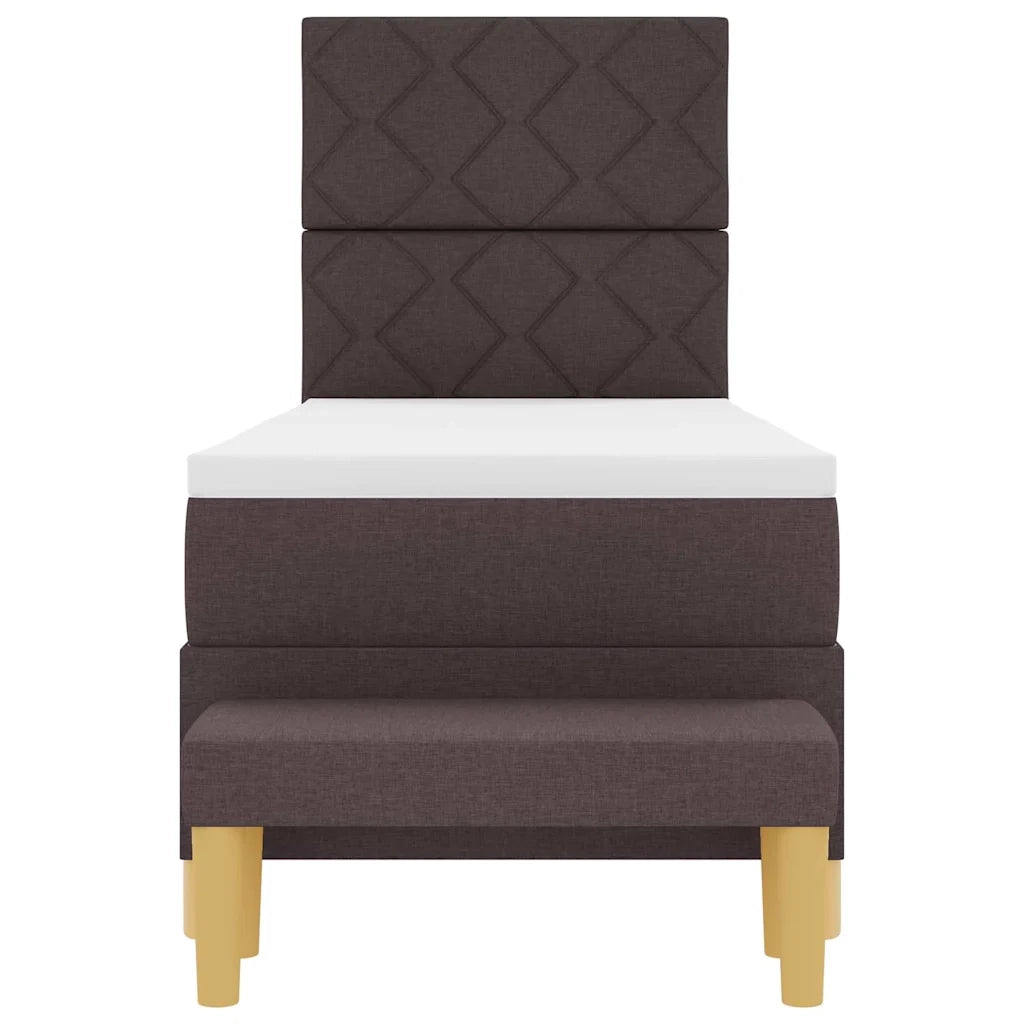 Letto a molle con materasso Marrone scuro 80 x 200 cm Tessuto 3344334