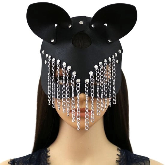 Maschera per il viso adattabile - Materiale PU - Aspetto sexy - Comodo - Per festa
