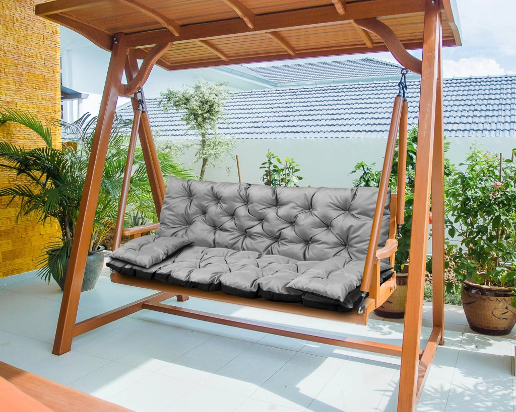 AIO FACTORY Set di cuscini da giardino 150x60x50 cm impermeabile grigio scuro