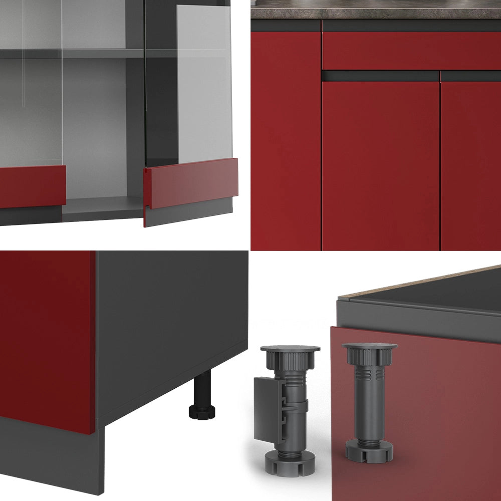 Vicco Cucina completa Rosso/antracite 140 cm Forma a J