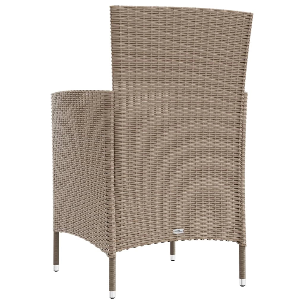 Set da pranzo da giardino 3 pezzi con cuscini resina di vimini beige 02_0014749