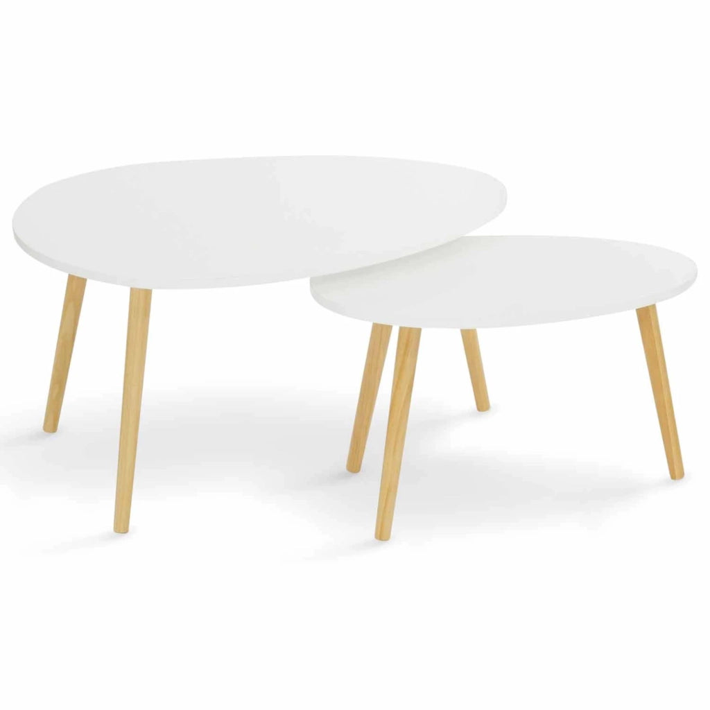 IDMarket - Set di 2 tavolini nidificanti GAIA laccato bianco scandinavo