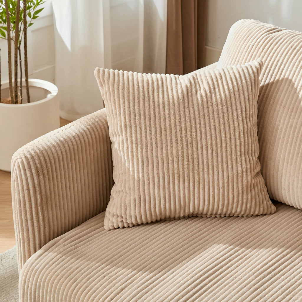 Divano convertibile in tessuto con funzione letto e cuscini imbottiti per soggiorno ufficio e studio beige