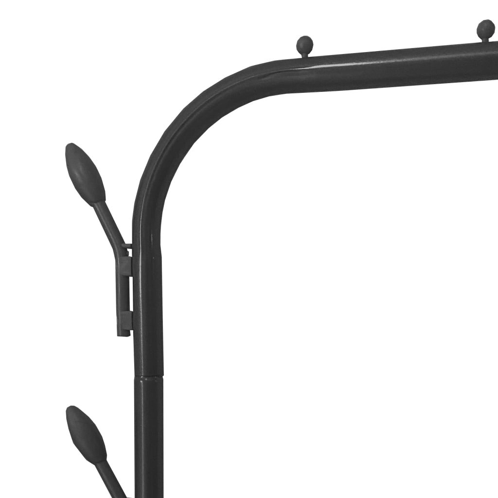 Appendiabiti Donkey Premium Rack a 2 supporti Nyana Home 158x110x39 cm, 1 barra appendiabiti, 8 ganci laterali, 2 ripiani inferiori Nero.