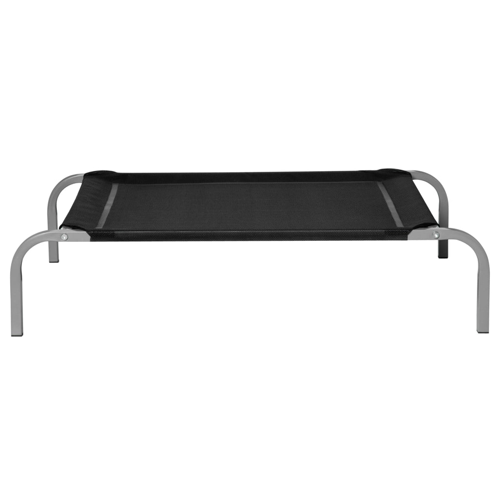 Lettino per Cani Rialzato ¨C Zephmum ¨C Nero e Argento, Metallo e Tessuto, 90x65x20