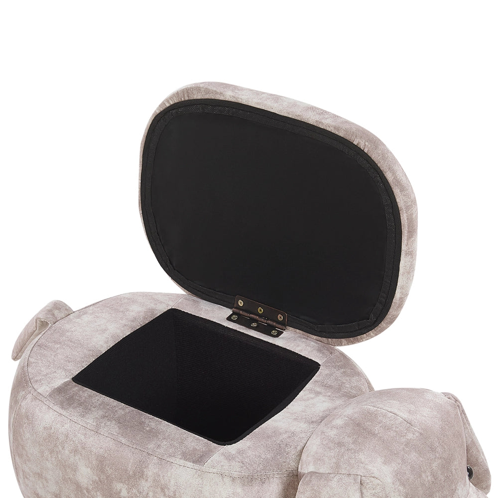 Pouf animaletto Sgabello per bambini Poggiapiedi in velluto beige con gambe in legno portaoggetti Seggiolino per bambini