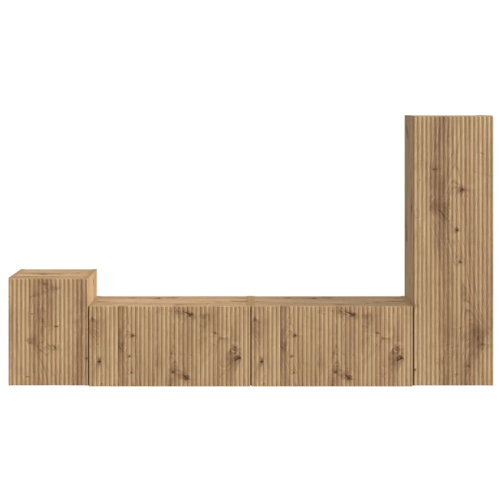 Set mobile TV 4 pz | Armadietto TV | Mobile Porta TV Rovere artigianale Legno multistrato