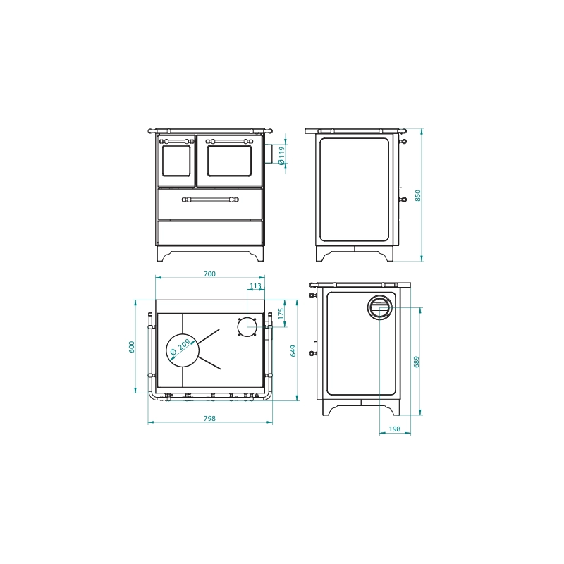 Cucina a Legna Royal Palazzetti New Betty 3,5 Bianco