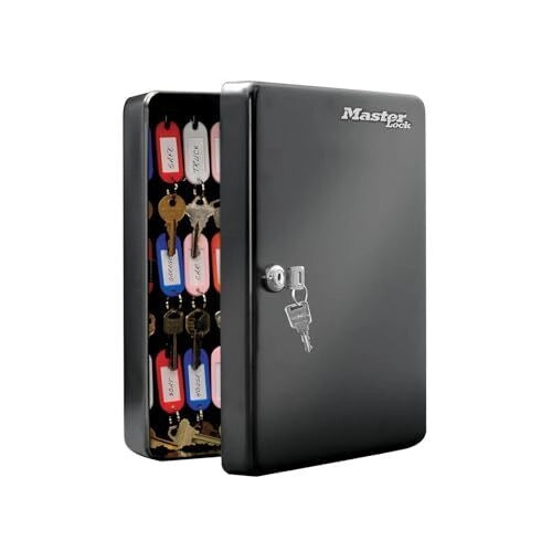Master Lock KB-50ML Armadietto per Chiavi 50 Gancetti in Acciaio con Serratura a Chiave e Kit di Montaggio colore Nero