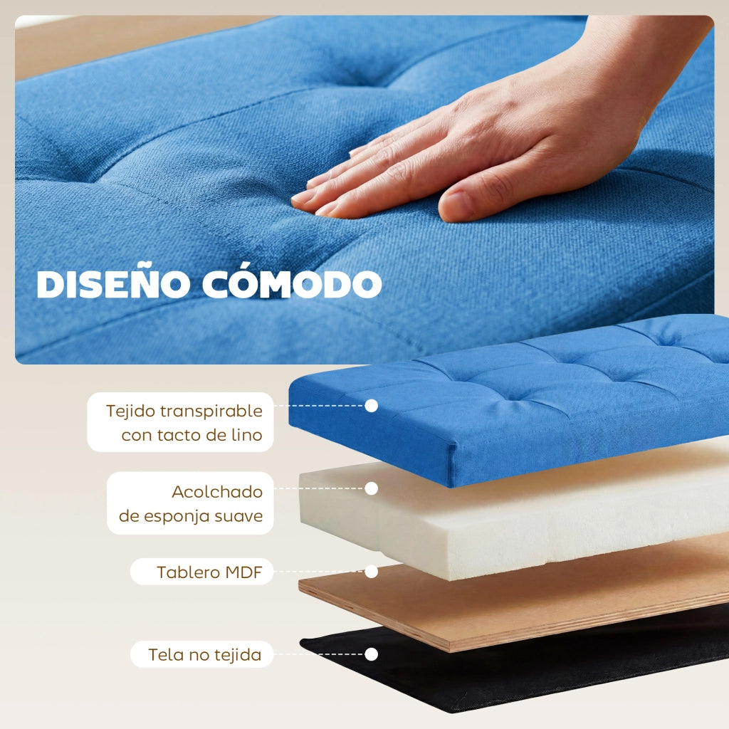 Pouf con contenitore ¨C zephmum ¨C blu, lino sintetico, 76x38x38 cm