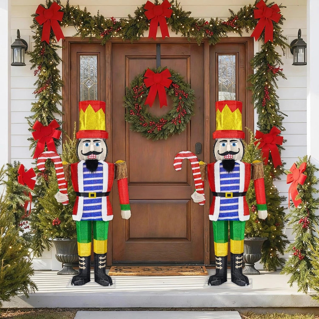 Soldato Schiaccianoci Luminoso da 170 cm, Decorazione Natalizia 3D Pre-illuminata con 110 Luci LED, Soldato di Natale Gigante per Interno ed Esterno, per Giardino e Prato (Modello 4)