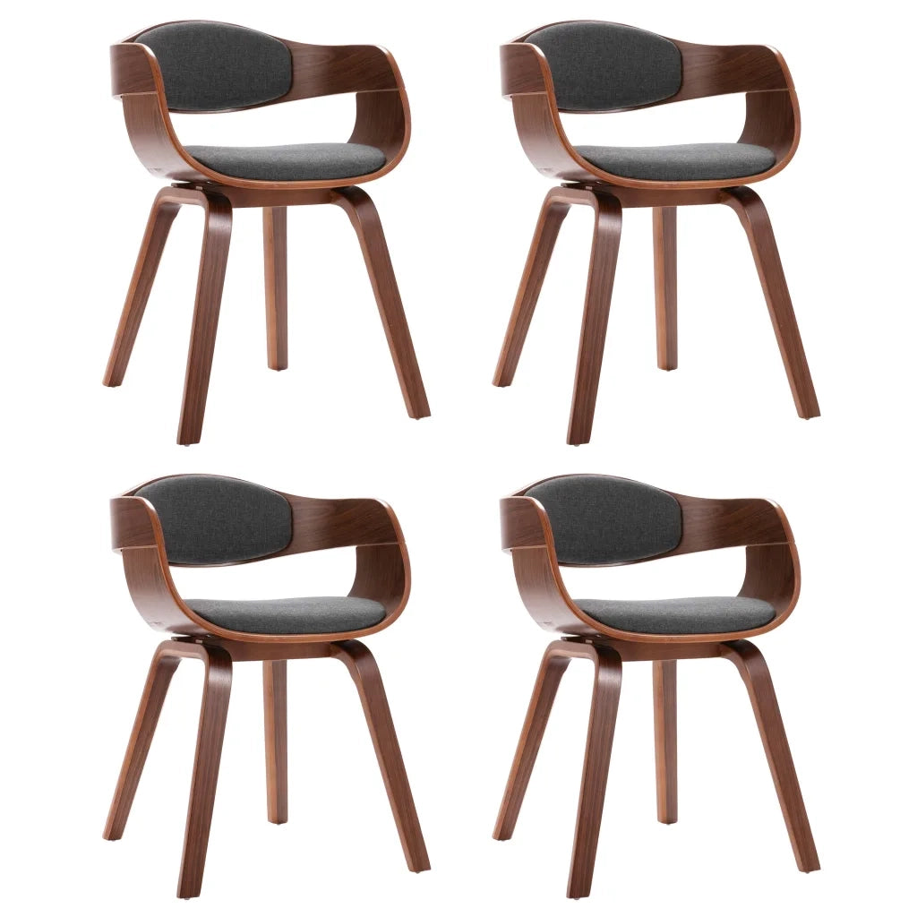 Sedie da Pranzo 4 pz in Legno Piegato e Tessuto Grigio cod mxl 24681