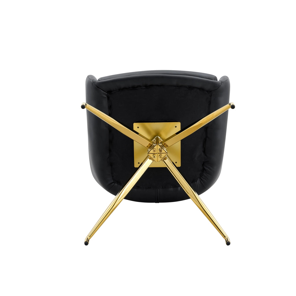 SEDIA Girevole 360° 85 cm PU Nero e Metallo Oro Set da 2 pezzi