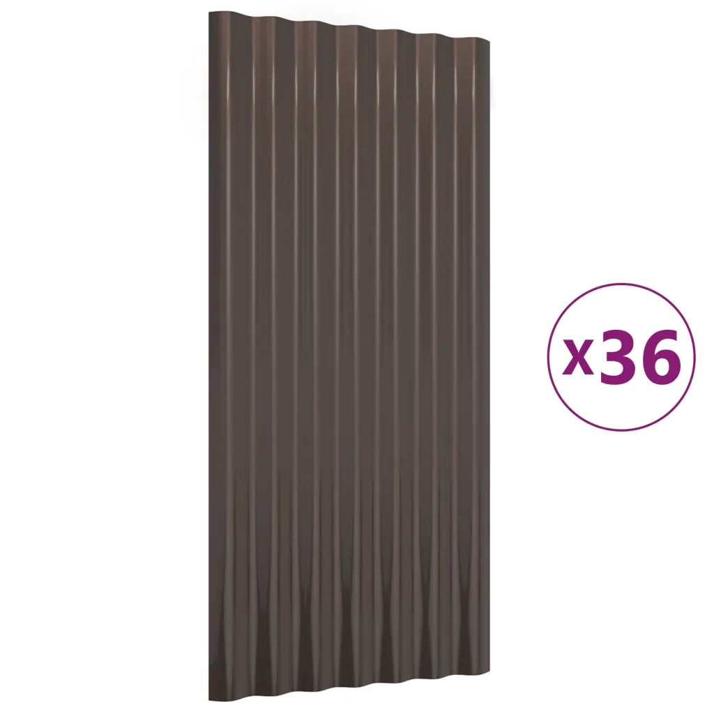 Pannelli Tetto 36 pz Acciaio Zincato Marrone 80x36cm 319140
