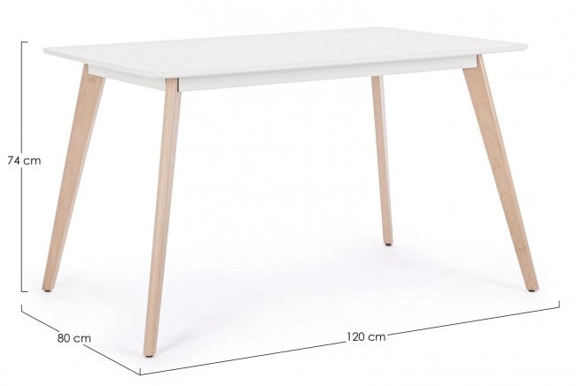 Tavolo Legno Bianco Scandinavo da Interno 120x80 - AURORA