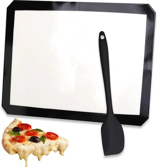 Mat di silicone riciclabile - piatto da forno duraturo con spatola per impasto - pellicola antiaderente per biscotti - macarons - impasto 40 x 30 cm