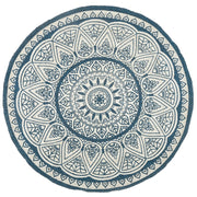 Tappeto tappetino Canapa Blu ø 120 cm Rotondo Intrecciato a Mano Oriental Boho