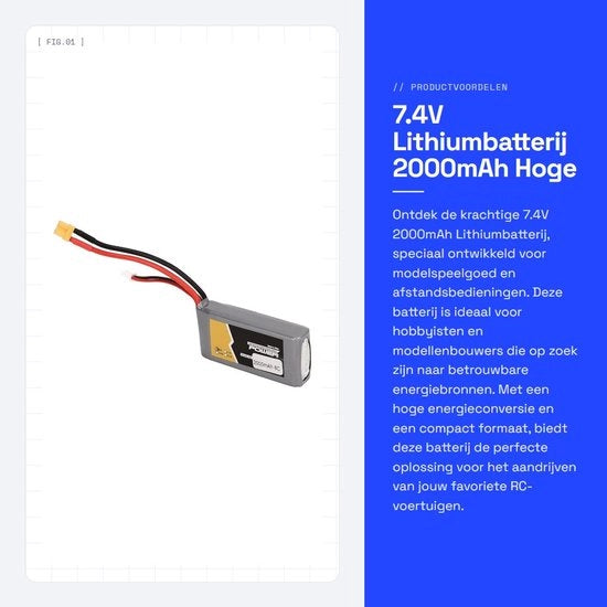 Batteria al litio 7,4V 2000mAh - Accendino per giocattoli a modelli - Batterie - Ricaricatori - Pezzi di ricambio per RC - Conversione ad alta potenza
