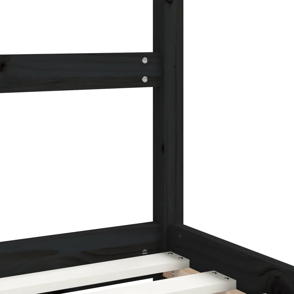 Giroletto per Bambini | Letto Infantile | Lettino Nero 80x200 cm in Legno Massello di Pino