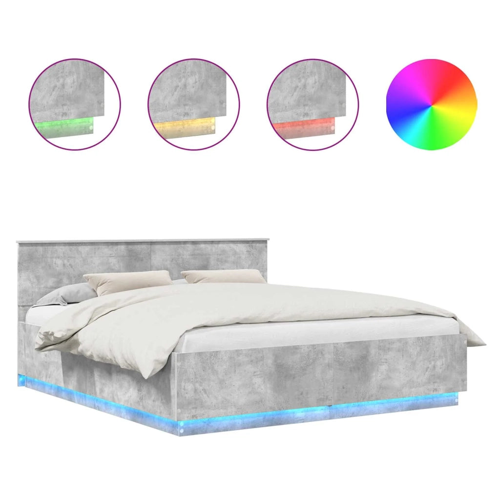 Struttura del letto con strisce LED Grigio cemento 200 x 200 cm