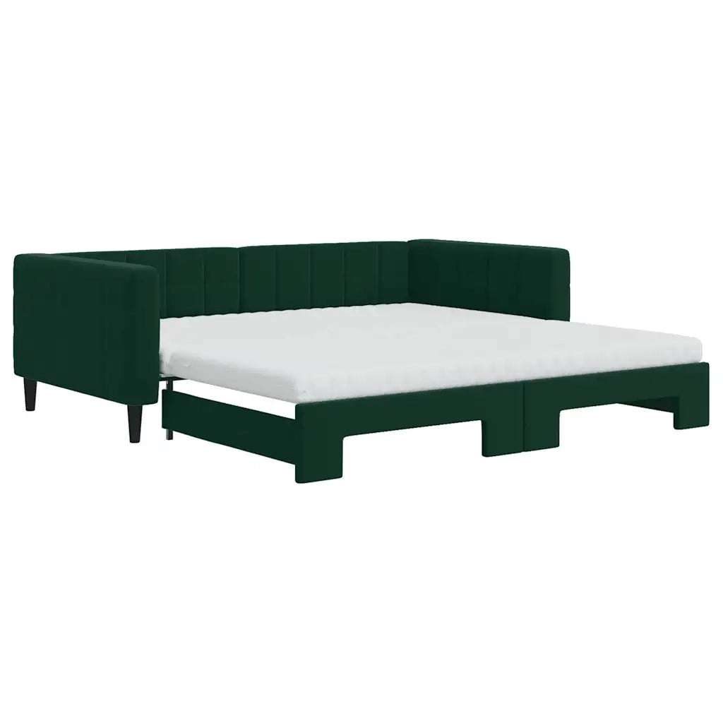Divano Letto Estraibile Materassi Verde Scuro 100x200 Velluto 3196724