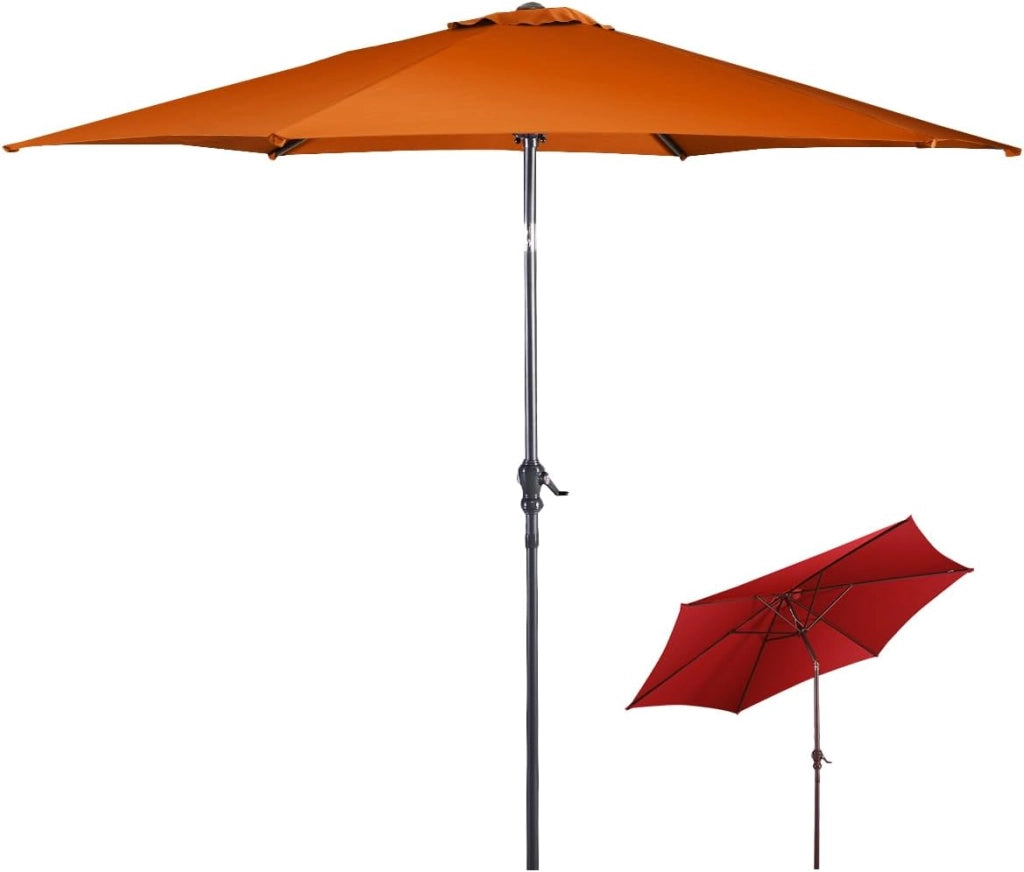 Ombrellone da Giardino 3x3 m con Manovella e 6 Aste Anti UV, Ombrellone Parasole da Esterno Inclinabile per Terrazza, Balcone, Patio, Mercato, Spiaggia, senza Base, Altezza 235cm
