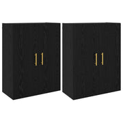 Armadietto a Muro | Mobiletto a muro 2 pz Rovere Nero 69,5 x 34 x 90 cm