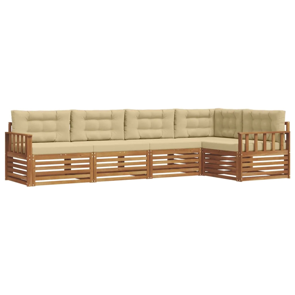 Set di divani da esterno con cuscino 5 pcs Naturale e Beige