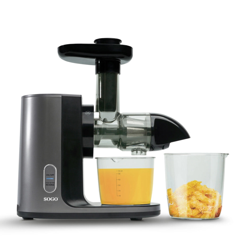 Estrattore di succo a freddo 150W con funzione inversa, sistema a bassa velocità 85-115 rpm con doppio contenitore - Sogo