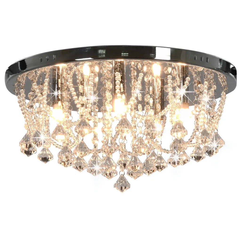 Lampadario Perle di Cristallo Argento Rotondo 4  Lampadine G9cod mxl 79198