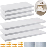 Set di pannelli da parete oscillanti - 6 pezzi - legno bianco - 30 cm e 40 cm - fissaggio al muro con viti - per soggiorno cucina camera da letto ufficio