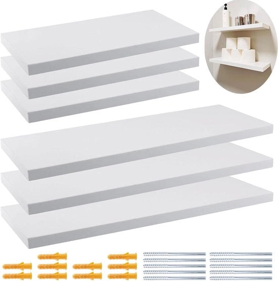 Set di pannelli da parete oscillanti - 6 pezzi - legno bianco - 30 cm e 40 cm - fissaggio al muro con viti - per soggiorno cucina camera da letto ufficio