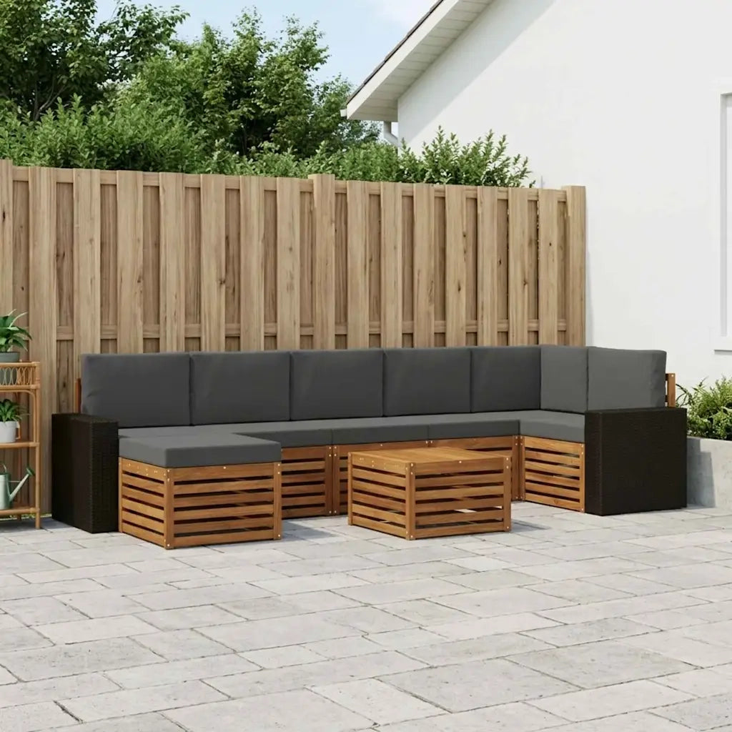Set di divani da esterno con cuscino 8 pcs Naturale e Antracite