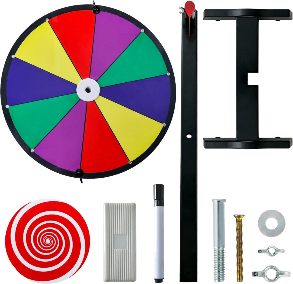12''/15'' Ruota della Fortuna da Tavolo, Gioco Ruota Personalizzabile con Pennarello e Cancellino, Base Antiscivolo e Superficie Cancellabile, per Carnevale Feste (12'')