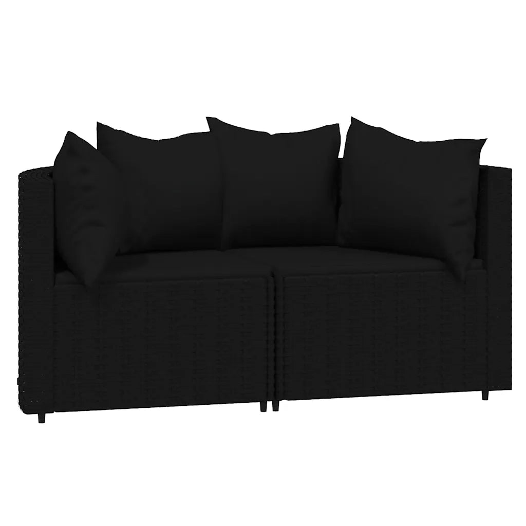Set Divani da Giardino 3 pz con Cuscini Nero in Polyrattan 319791