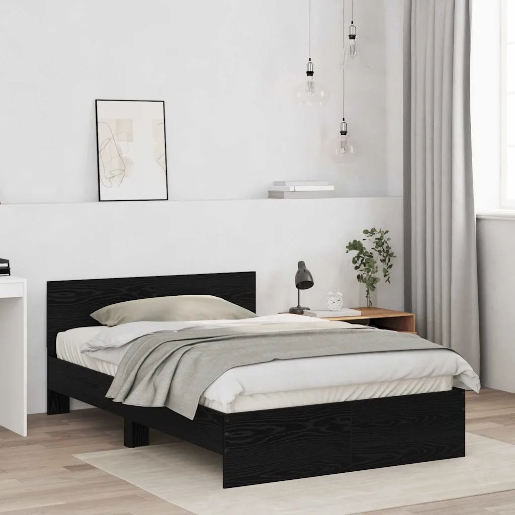 Struttura del letto con testiera Rovere Nero 193 x 125 x 70 cm