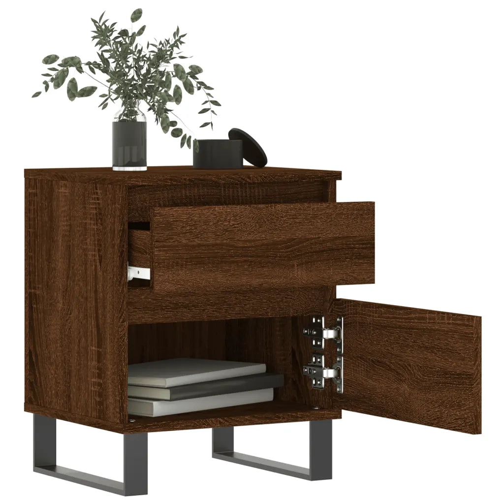 Comodini 2pz Rovere Marrone 40x35x50 cm in Legno Multistrato 830699
