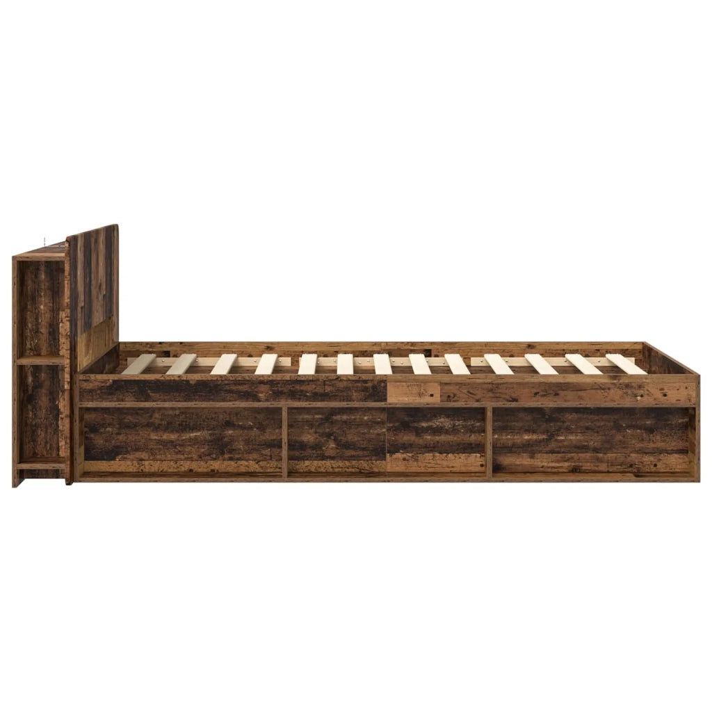 Telaio del letto con storage Legno antico 90 x 190 cm