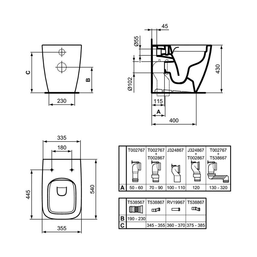 VASO FILOMURO IDEAL STANDARD I.LIFE B RimLS+ FISS NASCOSTI BIANCO