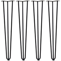 Set 4 Gambe per Tavolo 12x12x71 cm in Acciaio Preforato Nero