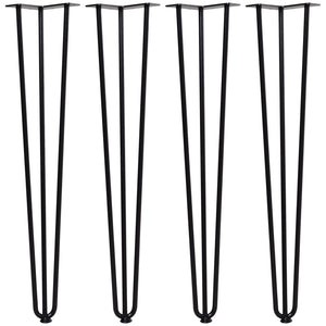 Set 4 Gambe per Tavolo 12x12x71 cm in Acciaio Preforato Nero