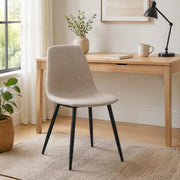 Sedia da Pranzo Set da 2 con Design Minimalista Nordico per Sala da Pranzo in Tessuto e Metallo Bianco