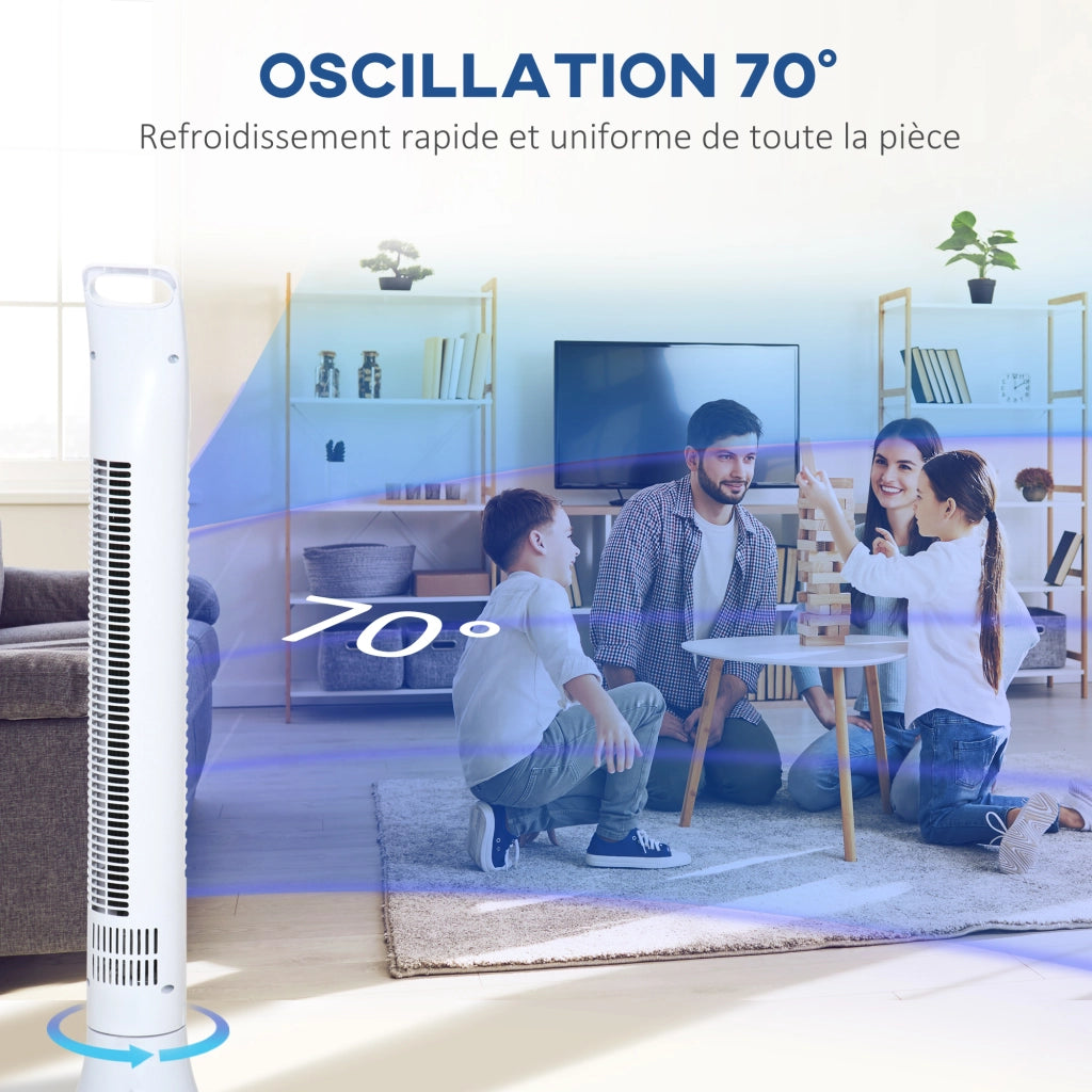 Ventilatore a colonna oscillante silenzioso con telecomando ¨C zephmum ¨C Bianco 40W 91.5cm