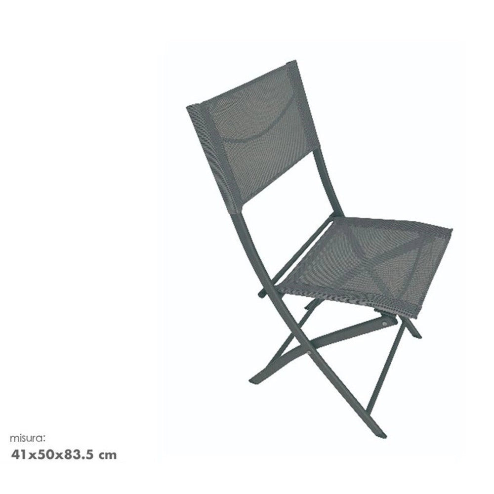Trade Shop - Sedia Sharm In Ferro Textilene Polipropilene Grigia 41x50x83.5cm Pieghevole 529005 -