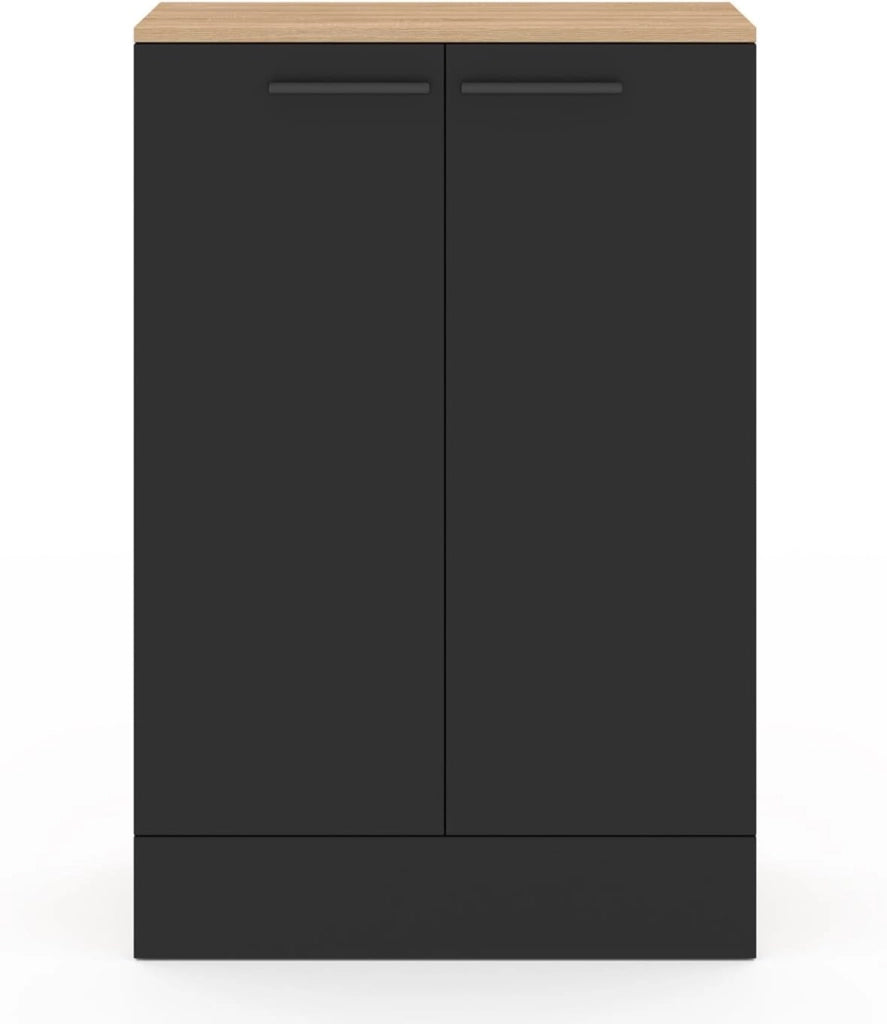 Cassettiera bassa da cucina ALTO H.90 cm con contenitori in legno e nero