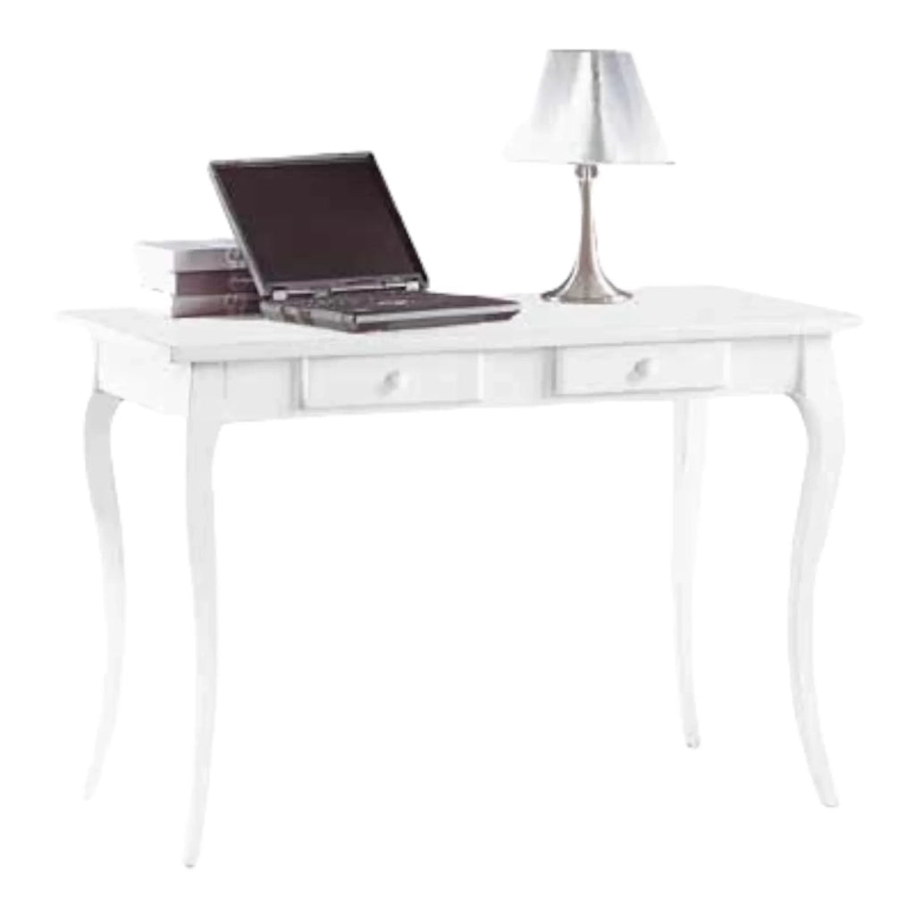 Scrivania 2 cassetti legno bianco arte povera 120x60x78 (1304) - Mobili 2G