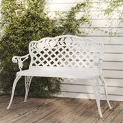 Panchina da Giardino 108 cm in Alluminio Pressofuso Bianca