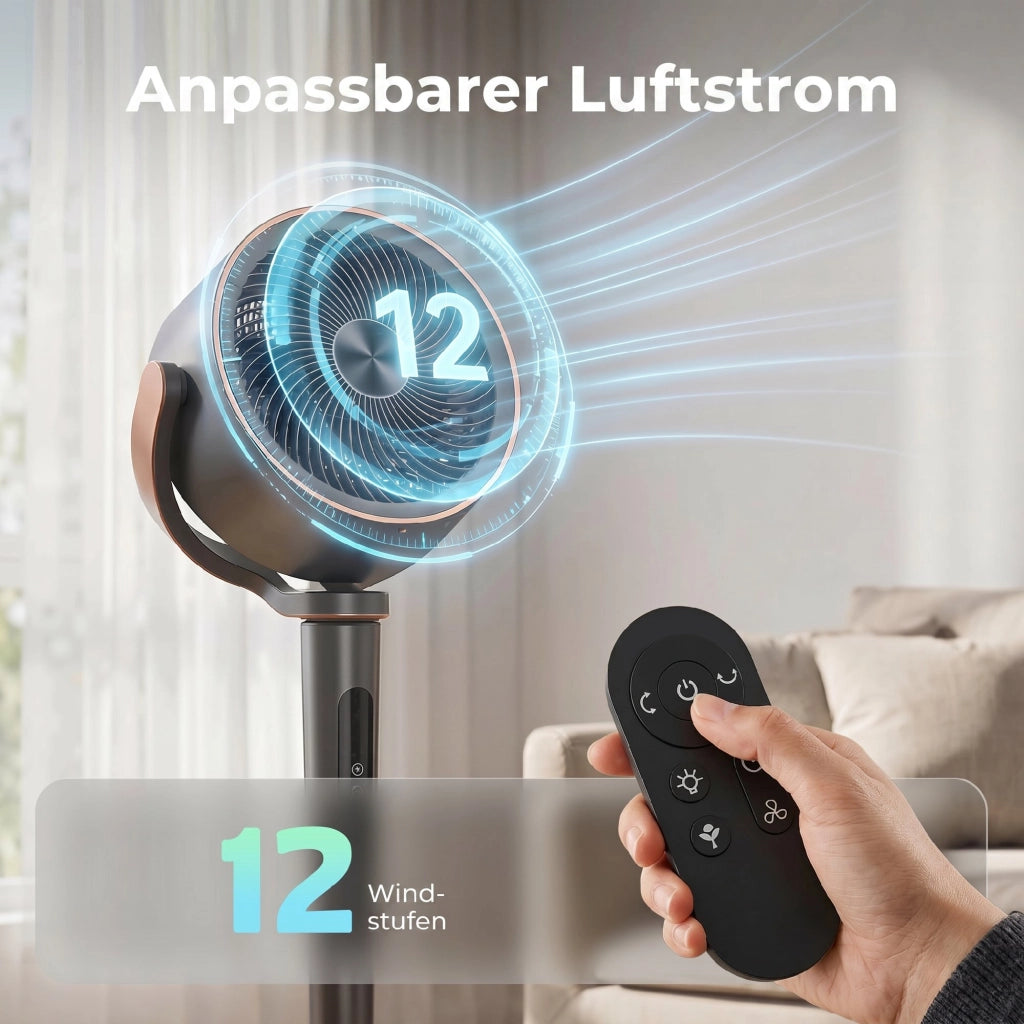 Ventilatore a Torre Oscillante con Telecomando e Display LED ¨C Zephmum ¨C Grigio