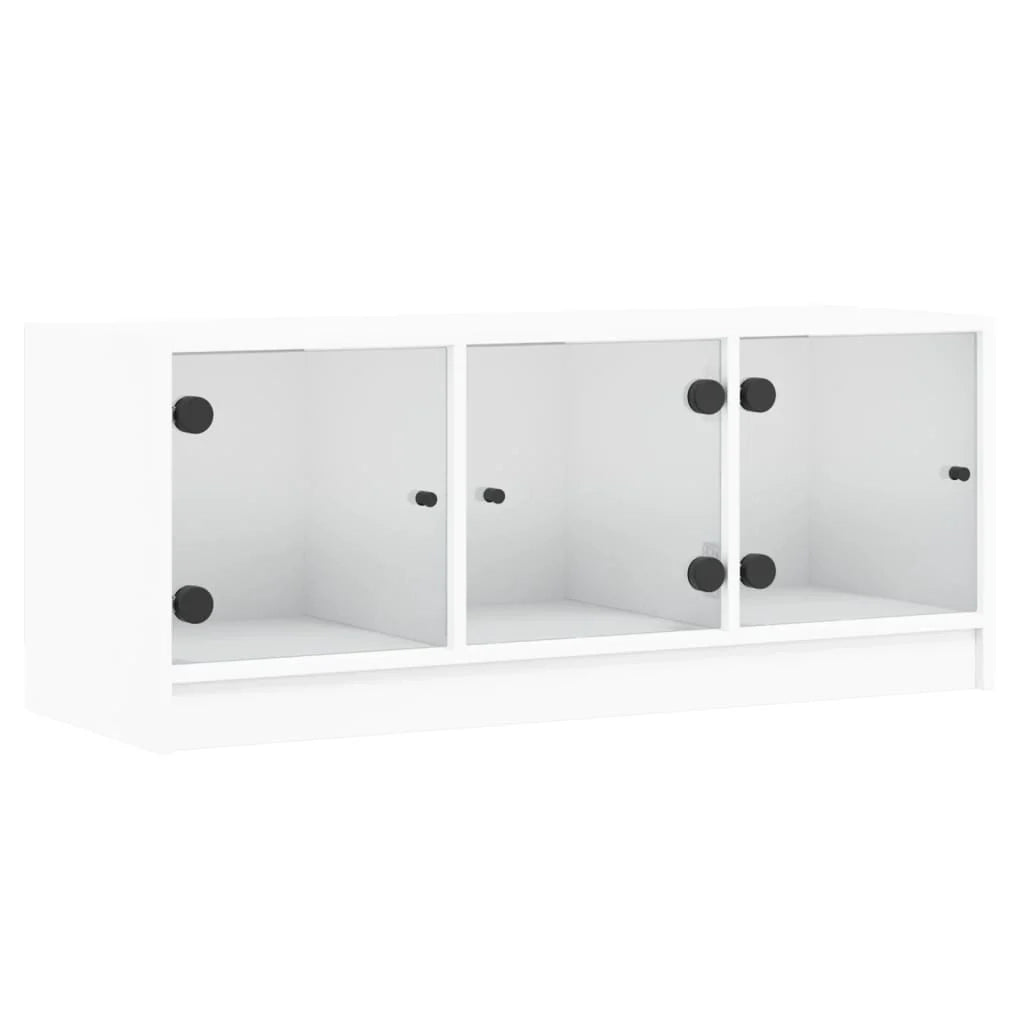Mobile TV multimediale scaffale TV credenza mobile TV sala da pranzo soggiorno camera da letto con ante in vetro 102 x 37 x 42 cm bianco 02_0026903