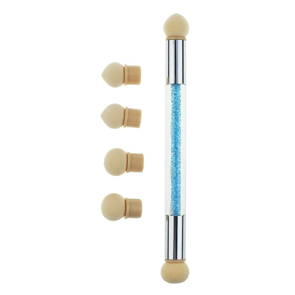 Trade Shop - Set Kit Pennelli Sfumature Punte Gomma Silicone Intercambiabili Nail Art Unghie -